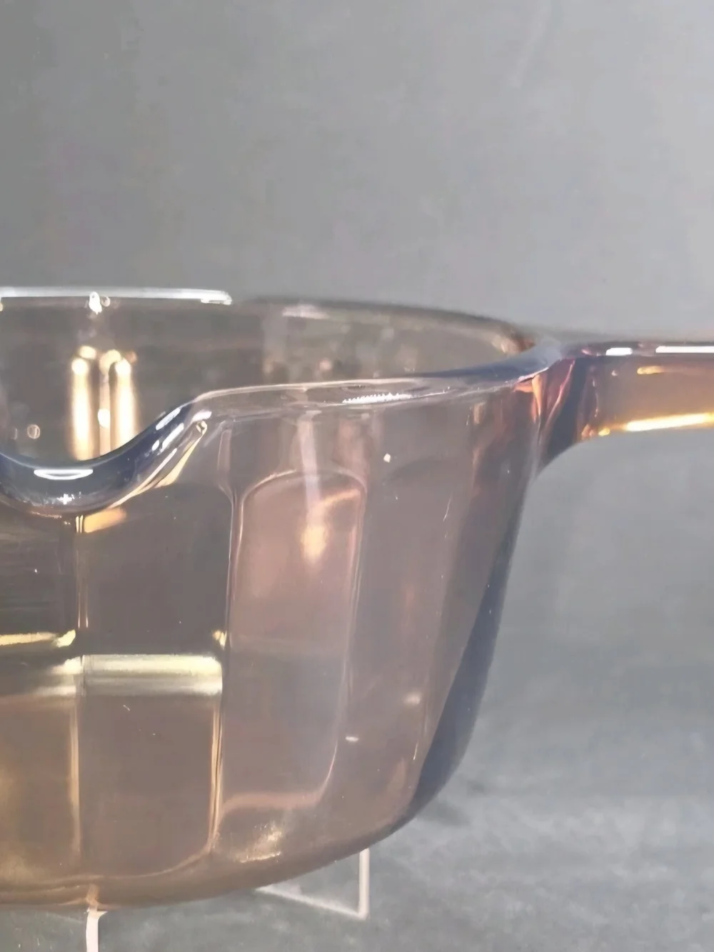 Corning Ware Vision Amber Glass Cookware 1L Sauce Pan Pot  Ribbed Sides